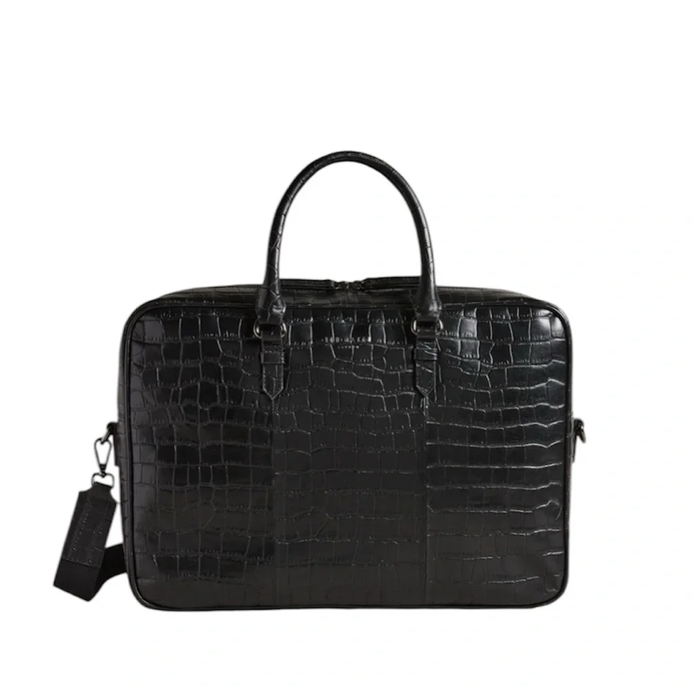 ♠️♠️♠️Ted Baker
Black Fabiann Croc-embossed Leather Document Bag - Picture 3 of 4